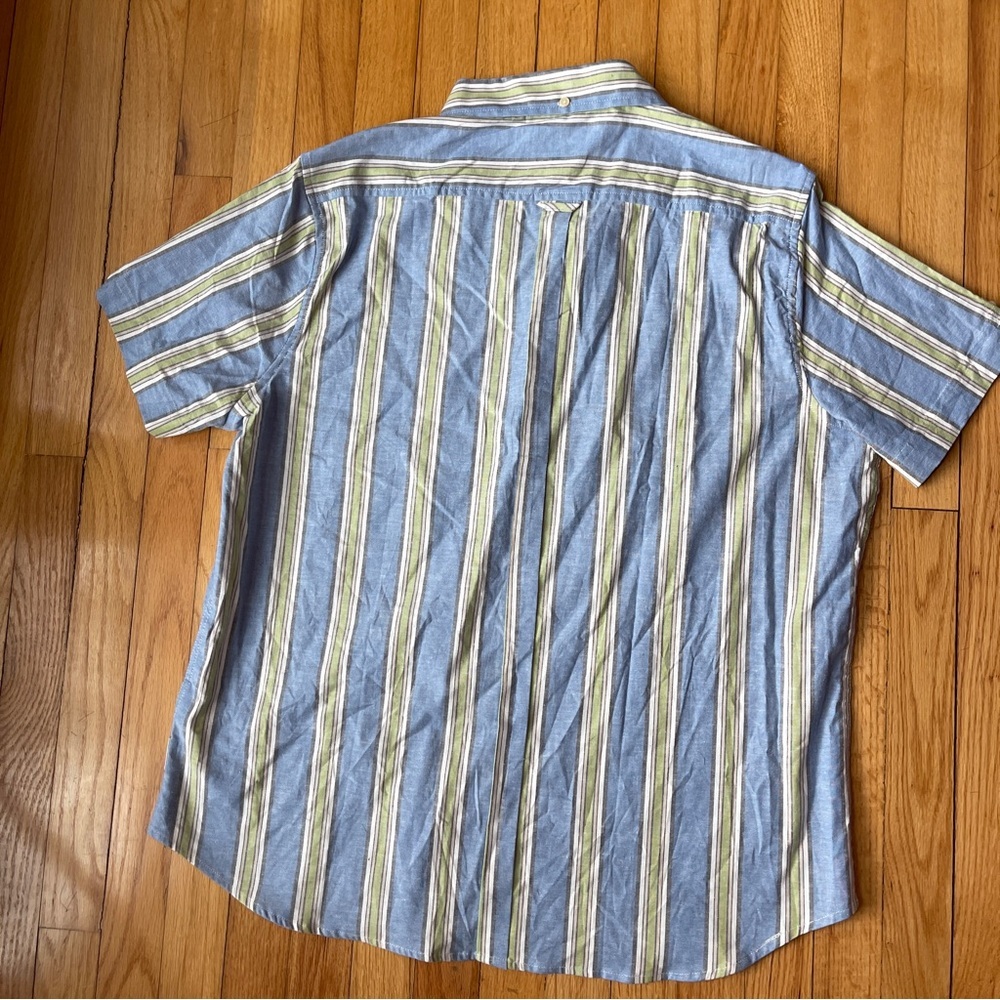 Ben Sherman Blue Green Striped Short Sleeve Button Down Shirt XL Stretch NWT - Picture 10 of 10